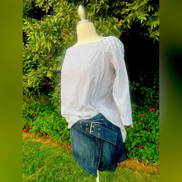 Banana Republic Off-Shoulder Striped Blouse - Picture 2 of 9